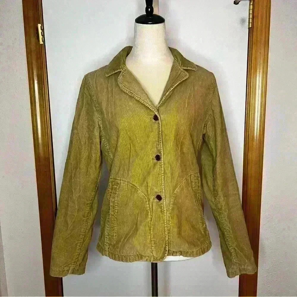 Abercrombie Fitch Corduroy Button‎ Up Jacket Women Medium Brown Casual Pockets